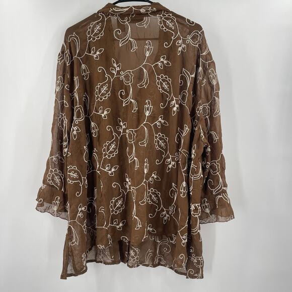 MAGGIE BARNES Button Down Shirt 3X Blouse Embroidered Beaded Plus Curvy Vintage - Picture 11 of 13